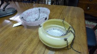A pair of C20th hanging ceiling light sh