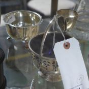 A hallmarked silver sugar bowl, silver b