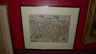 A C18th colour engraving map of Kent fra