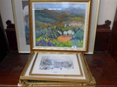 A collection of prints and watercolours
