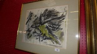 A watercolour depicting sketch of a bird