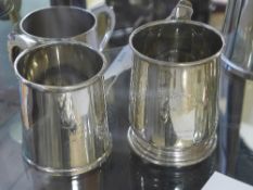 Three hallmarked silver christening mugs