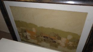 A pair of oils on canvas abstract rural