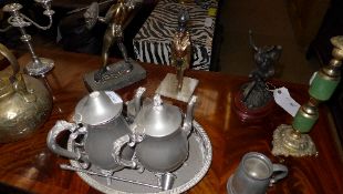 A collection of metalware including larg
