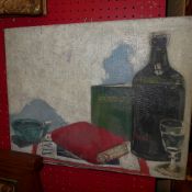 An oil on canvas cubist style still life