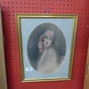 A circa 1920's pastel oval portrait of a
