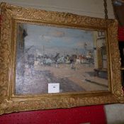 A F. Luigini oil on canvas titled ''Port of Bologna'' signed and labelled verso