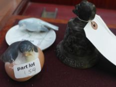 A bronze cast bell, Copenhagen robin and