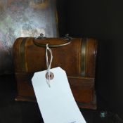 A late C19th brown leather and brass thr