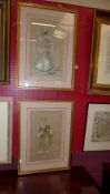 A pair of Cecil Beaton mixed media costu