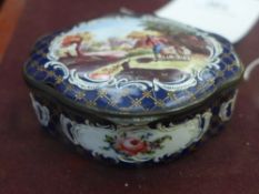 A C19th enamel snuff box blue de roi gro