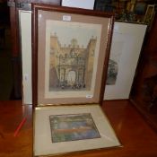 A collection of various prints framed and glazed