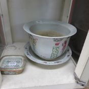 A C19th Chinese jardiniere and stand wit