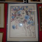 A watercolour and pencil of roses by Ear