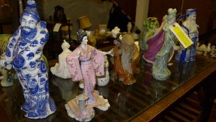 A collection of Oriental porcelain figur