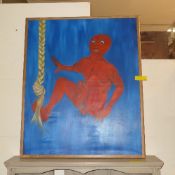 An acrylic on canvas acrobat signed Pascale