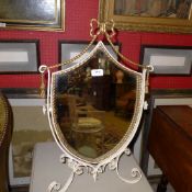 A white painted wrought iron classical design dressing stool and mirror