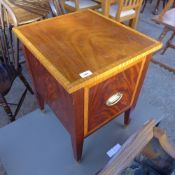 An inlaid bedside cabinet with single drawer