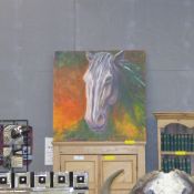 An oil on canvas horses head signed bottom right Lewis Evans