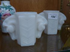 A pair of opaline horse relief vessel