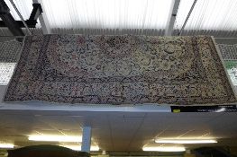 An extremely fine central Persian part silk carpet 365 cm x 252 cm medallion with repeating Shah