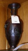 A C19th Japanese vase with exotic bird relief