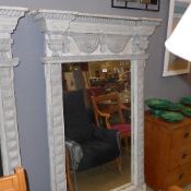A distressed painted overmantle mirror t