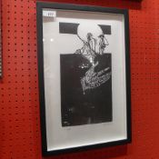 A Leonard Baskin woodcut 'Othello' limited edition and signed in pencil by the artist glazed and
