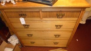A Victorian ash chest fitted two short above three long drawers on turned feet