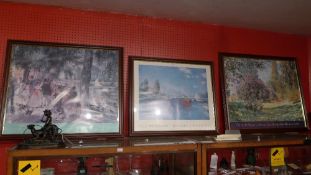 A glazed and framed print of an oil from the Andre Meyer Galleries and mother from the Fogg Art
