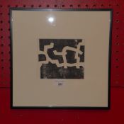 An Eduardo Chillida lithograpes after a woodcut printed by Maeght glazed and  framed
