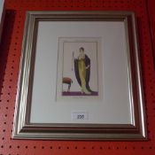 A glazed and framed Pierre Brissaud pochoir
