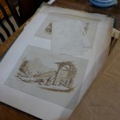 A portfolio of prints and sketches