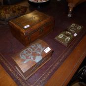 A Victorian walnut work box, Art Nouveau