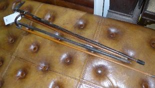 A set of canes and walking sticks