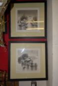 A set of four Chinese ink paintings of J