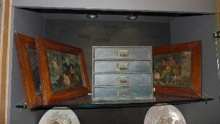Three prints in walnut frames of childre