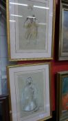 A pair of Cecil Beaton mixed media costu