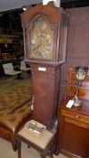 An eight day longcase clock in oak case,