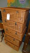 A set of five wicker hampers