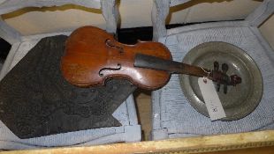 A child French violin, two early pewter