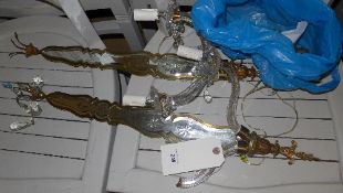 A pair of cut glass wall lights gilt met