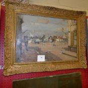 A F. Luigini oil on canvas titled ''Port of Bologna'' signed and labelled verso