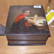 A Russian hand painted jewellery casket