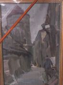 An oil on board of street in Tallinin by Dubinchik painted 1963