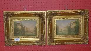 A pair of oils on board Venetian scenes