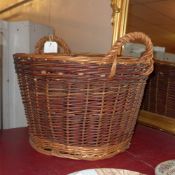 A twin handled wicker basket