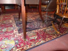A fine North East Persian Meshad carpet 320 x 245 cm repeating tree of life design on a sapphire