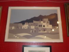 A limited edition print `Pueblo Grande' signed in pencil glazed and framed