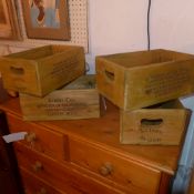 A collection of six stained pine vegetable boxes including four larger and two smaller examples